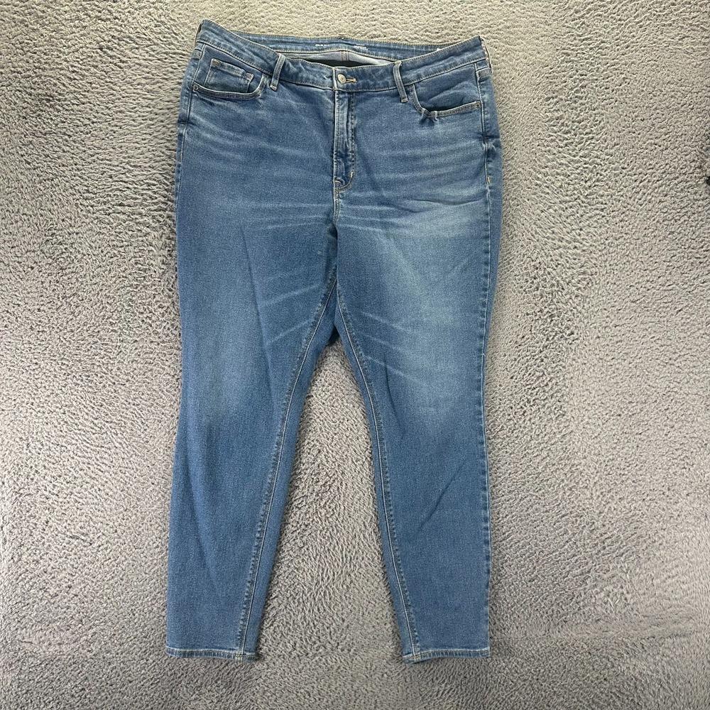 Old Navy Rockstar Jeans Womens 18 Blue Cotton Denim Skinny Travel Faded Stretch